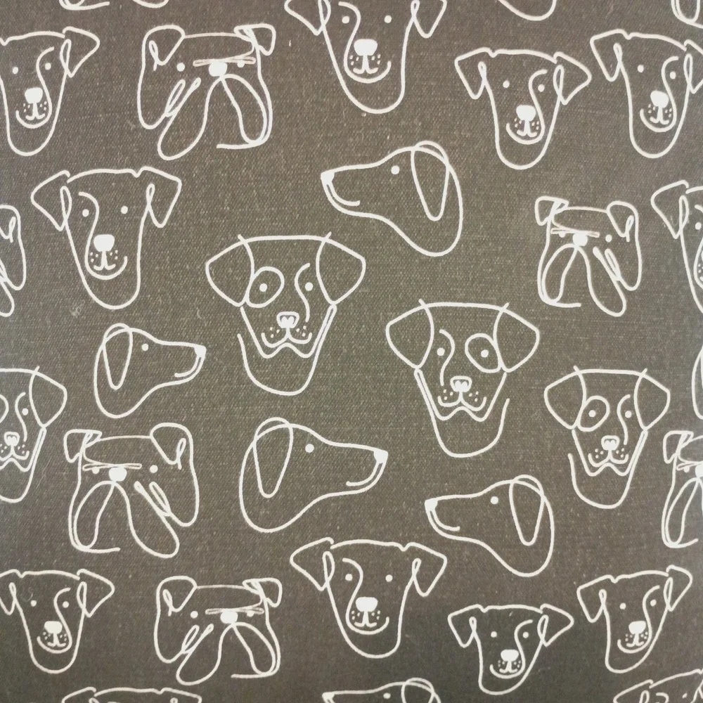 Dog Print Throw Pillow Black White Sketch Pattern with Red Trim 18x18 Home Decor